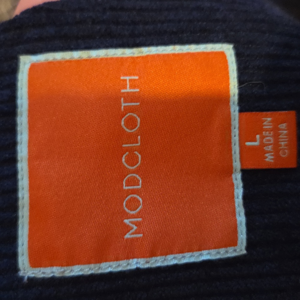MODCLOTH Sociable Scholar Corduroy Jumper Skirtall Navy Blue Womens Size Large - Picture 7 of 8